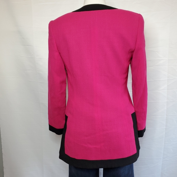 Linda Allard Tracy Pink Wool Crepe Light Jacket - Picture 2 of 8